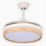 Modern White Drum Simple Ceiling Fan With LED Light Image - 11