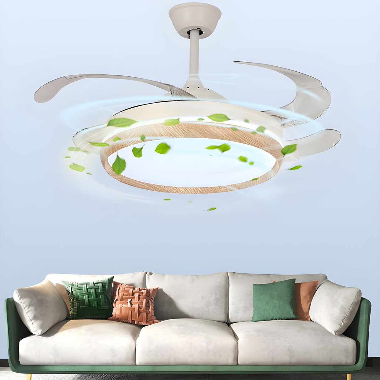 Modern White Drum Simple Ceiling Fan With LED Light Image - 17