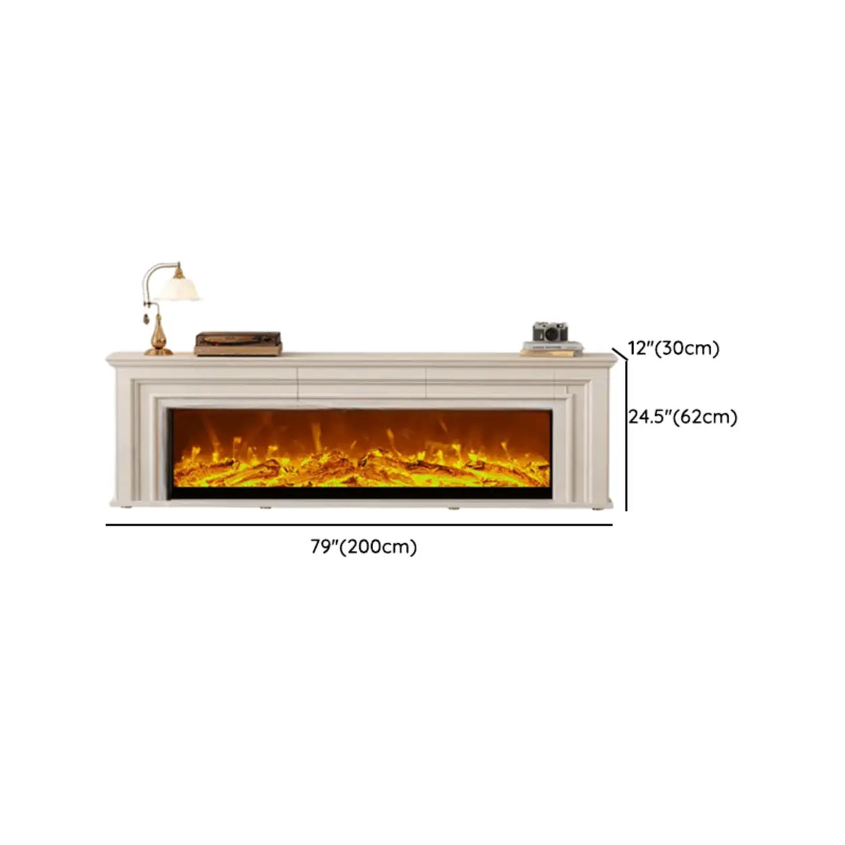 Modern White Electric Fireplace TV Stand with LED Flames Image - 15