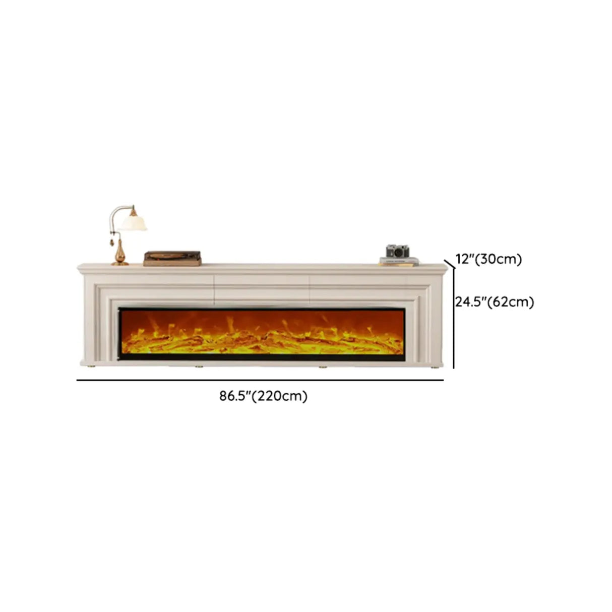 Modern White Electric Fireplace TV Stand with LED Flames Image - 17