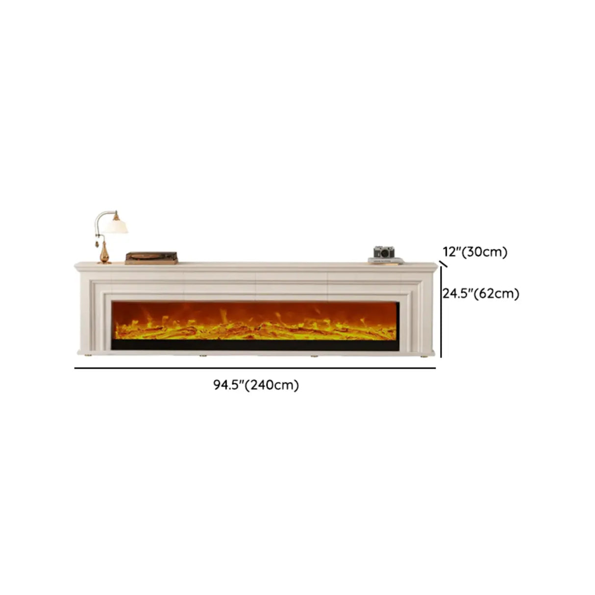 Modern White Electric Fireplace TV Stand with LED Flames Image - 18