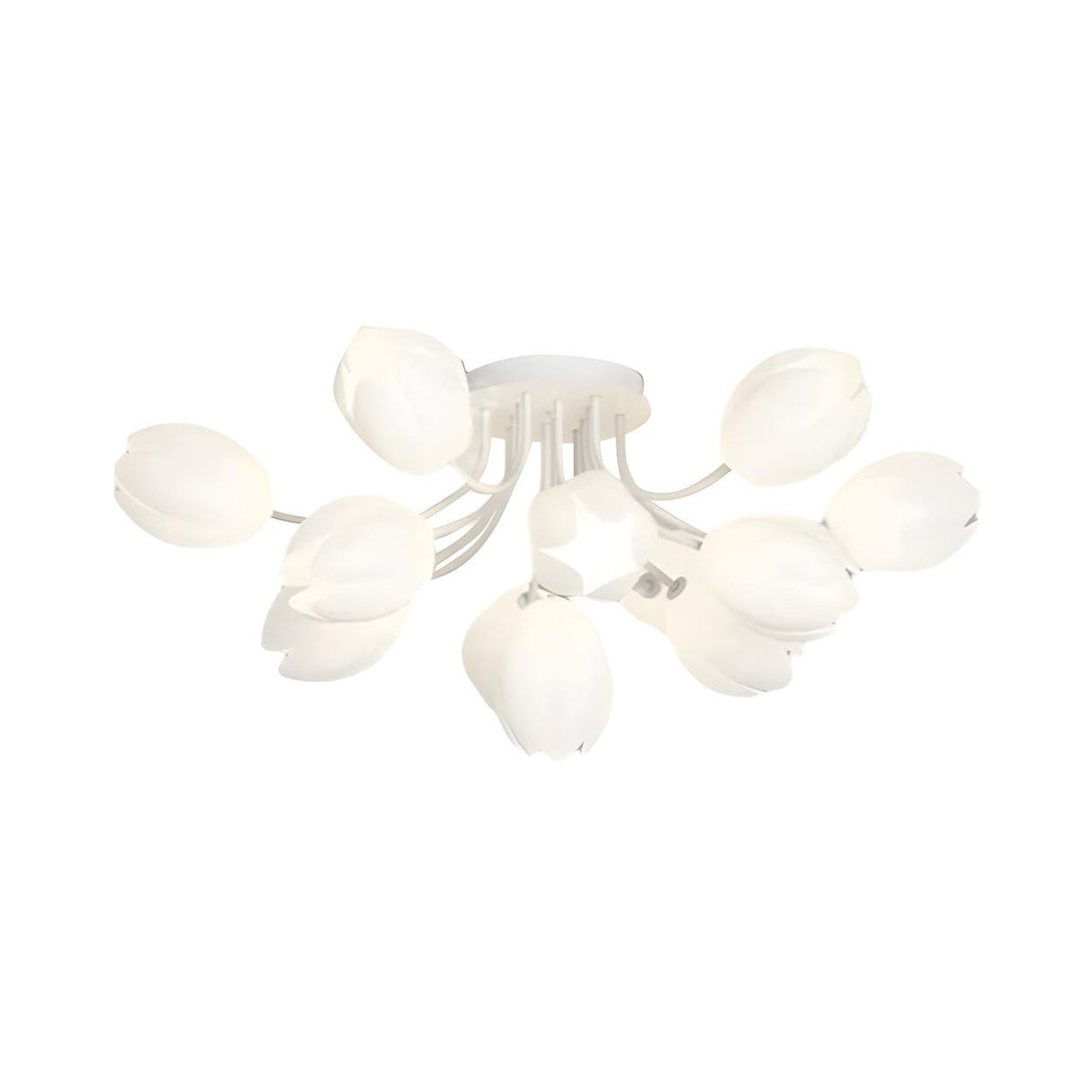 Modern White Elegant Flower Semi-Flush Mount Light Image - 13