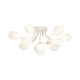 Modern White Elegant Flower Semi-Flush Mount Light Image - 13