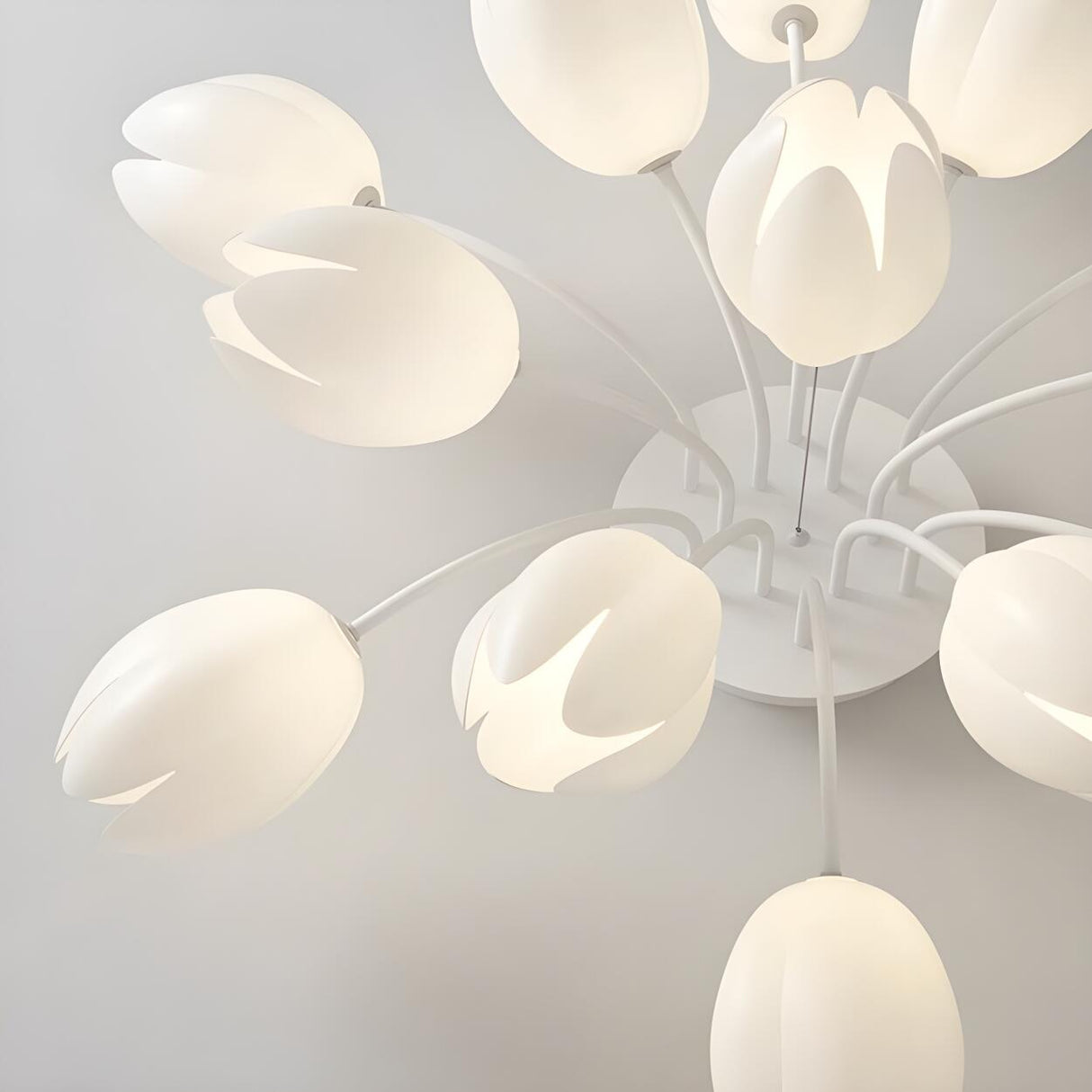 Modern White Elegant Flower Semi-Flush Mount Light Image - 16