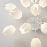 Modern White Elegant Flower Semi-Flush Mount Light Image - 16