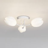 Modern White Elegant Flower Semi-Flush Mount Light Image - 2