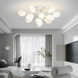 Modern White Elegant Flower Semi-Flush Mount Light Image - 8