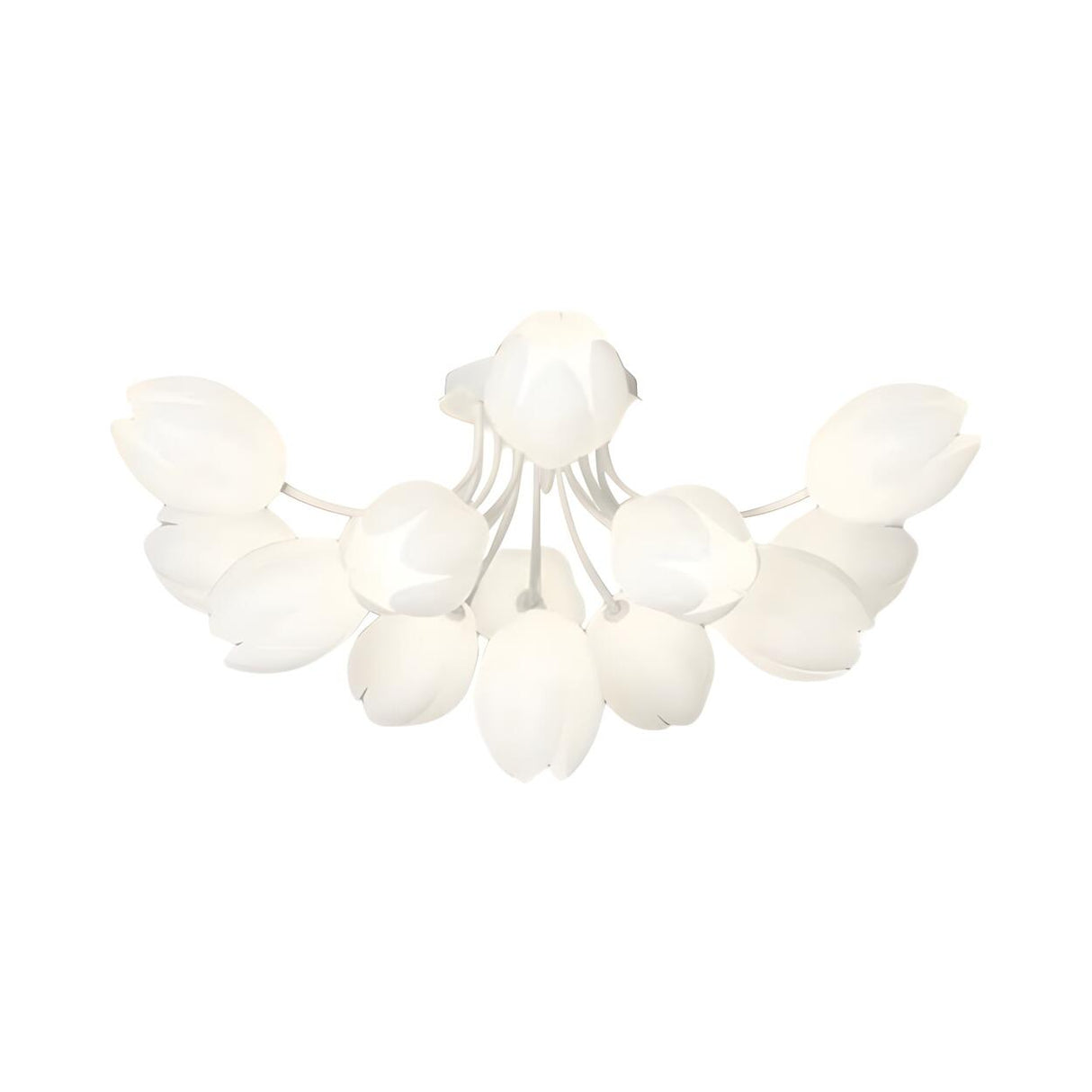 Modern White Elegant Flower Semi-Flush Mount Light Image - 9