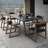 Modern White Elegant Rectangle Stone Dining Table Image - 10