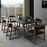 Modern White Elegant Rectangle Stone Dining Table Image - 4