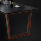Modern White Elegant Rectangle Stone Dining Table Image - 8