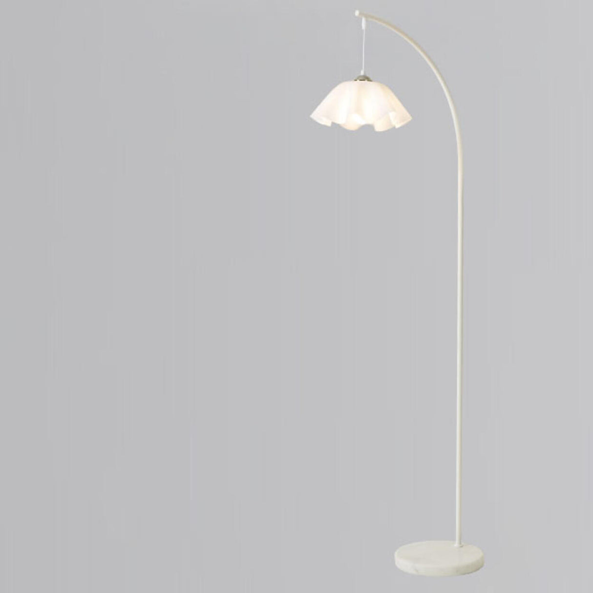 Modern White Floral Bedside Arc Metal Floor Lamp Image - 10