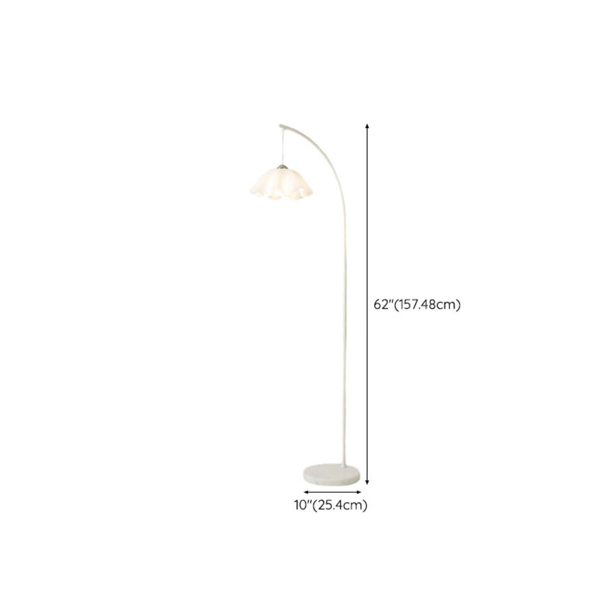 Modern White Floral Bedside Arc Metal Floor Lamp 