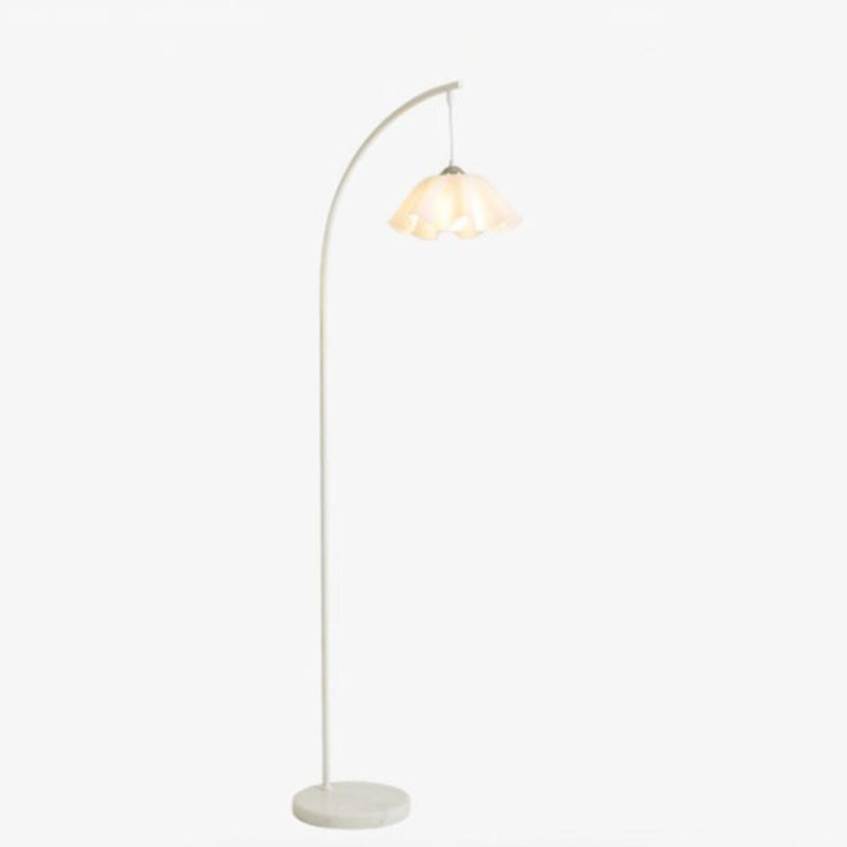 Modern White Floral Bedside Arc Metal Floor Lamp Image - 4