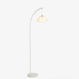 Modern White Floral Bedside Arc Metal Floor Lamp Image - 4