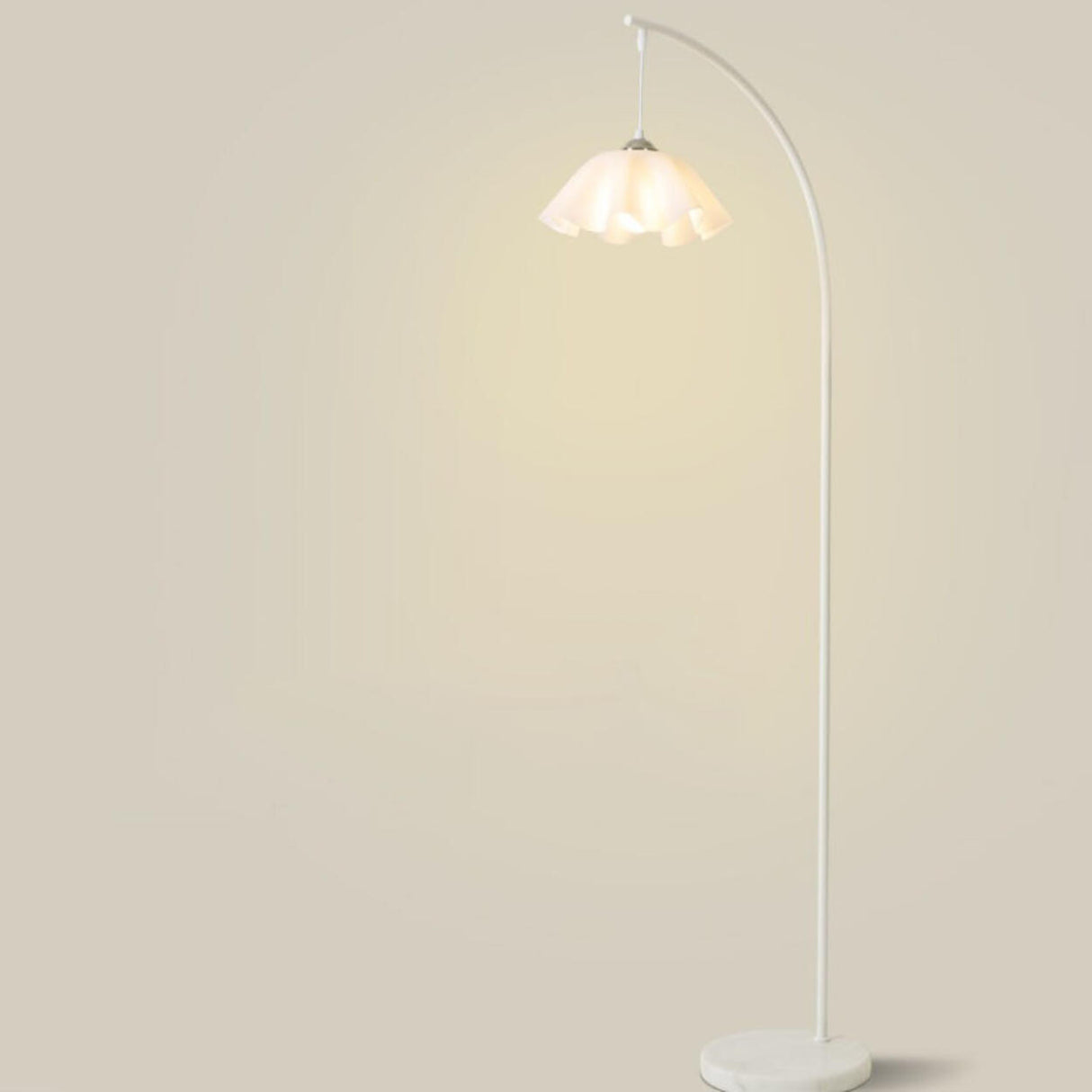 Modern White Floral Bedside Arc Metal Floor Lamp Image - 7