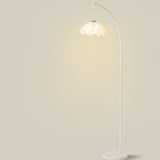Modern White Floral Bedside Arc Metal Floor Lamp Image - 7