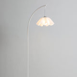 Modern White Floral Bedside Arc Metal Floor Lamp Image - 8