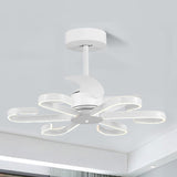 Modern White Flower Remote LED Ceiling Fan with Light Image - 11