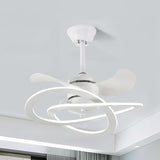 Modern White Flower Remote LED Ceiling Fan with Light Image - 9