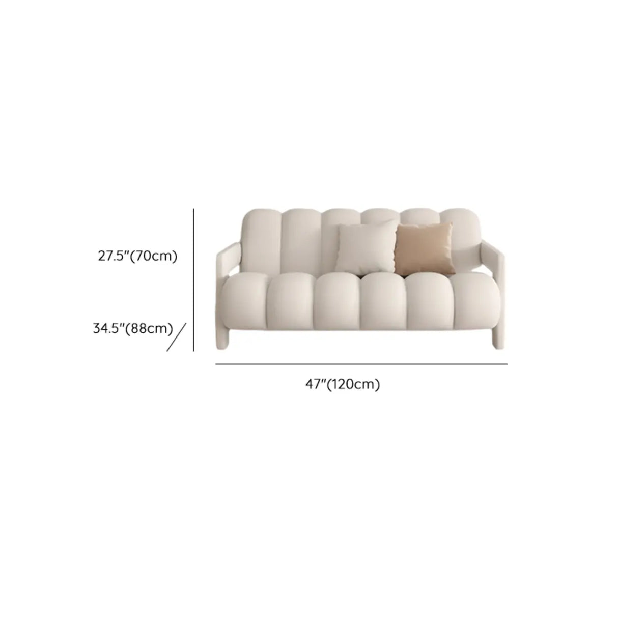 Modern White Frosted Velvet Sewn Pillow Back Loveseat 