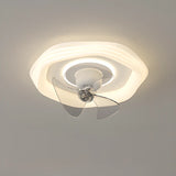 Modern White Geometric Flush Mount Ceiling Fan Light Image - 4