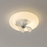 Modern White Geometric Flush Mount Ceiling Fan Light Image - 11