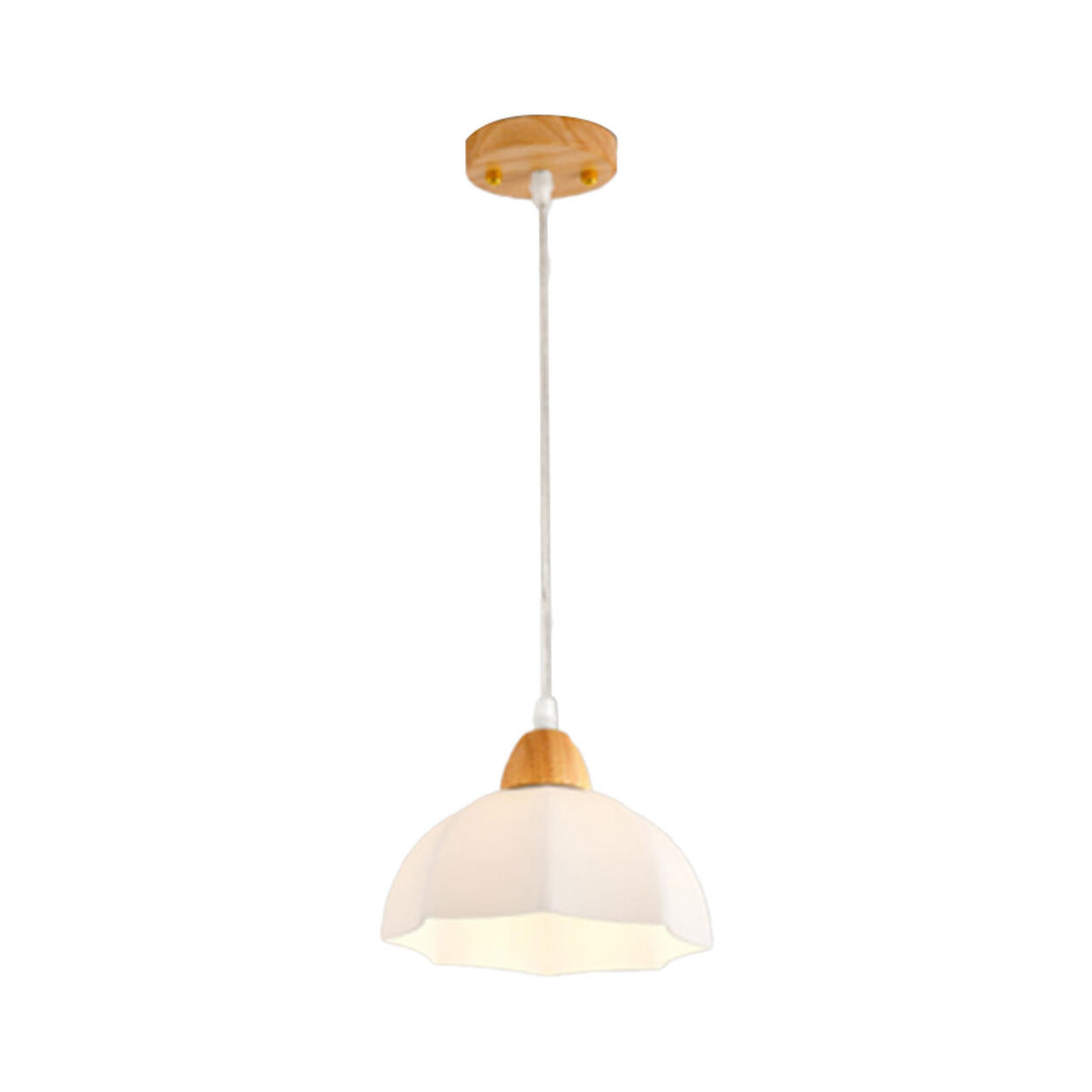 Modern White Glass Bowl Cord Dining Room Pendant Light Image - 2