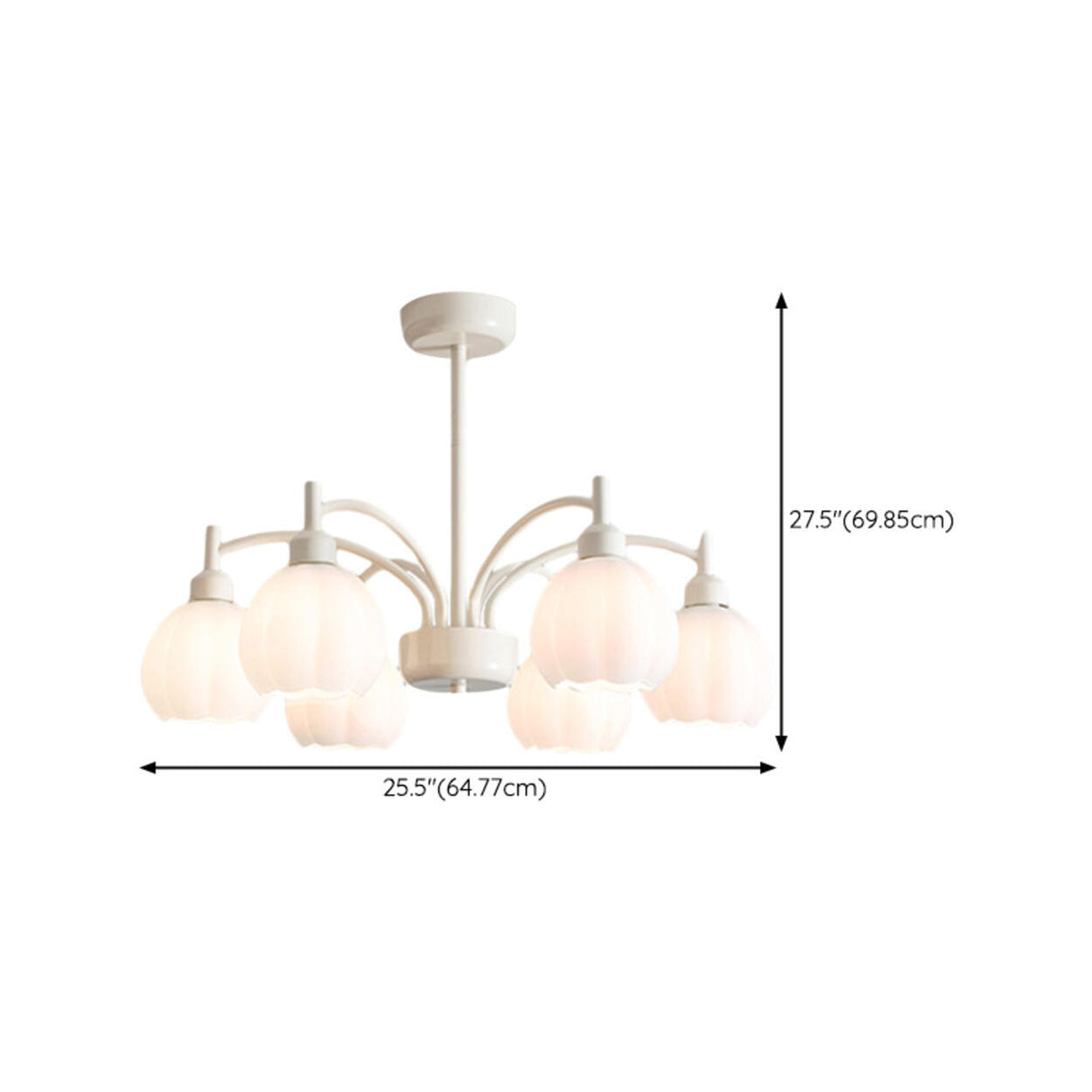 Modern White Glass Tulip Bud Chandelier Adjustable Height 