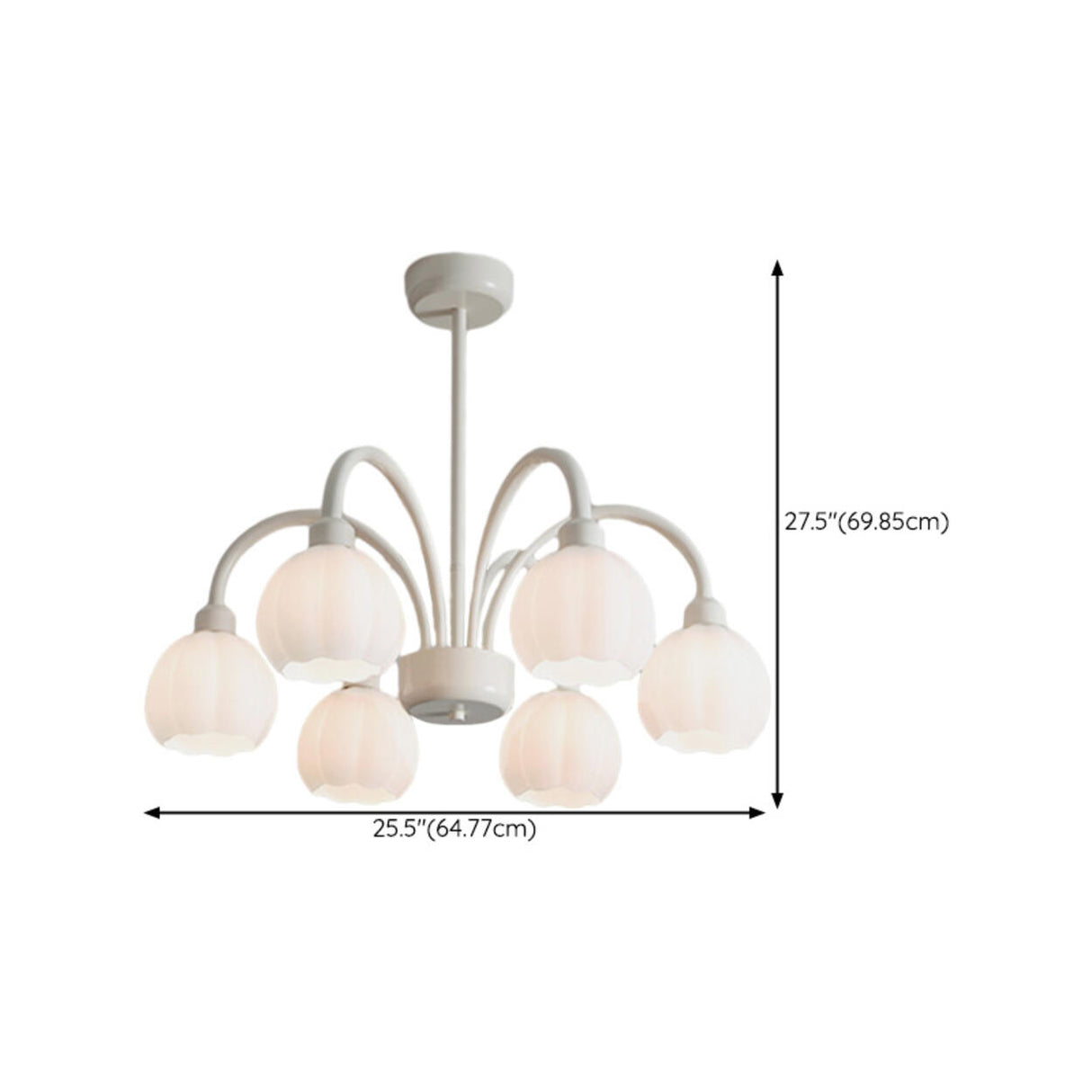 Modern White Glass Tulip Bud Chandelier Adjustable Height Image - 16