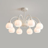 Modern White Glass Tulip Bud Chandelier Adjustable Height Image - 7