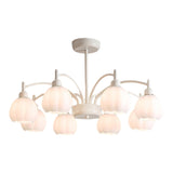 Modern White Glass Tulip Bud Chandelier Adjustable Height Image - 9