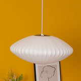 Modern White Lanterns Silk Dining Room Pendant Light Image - 17