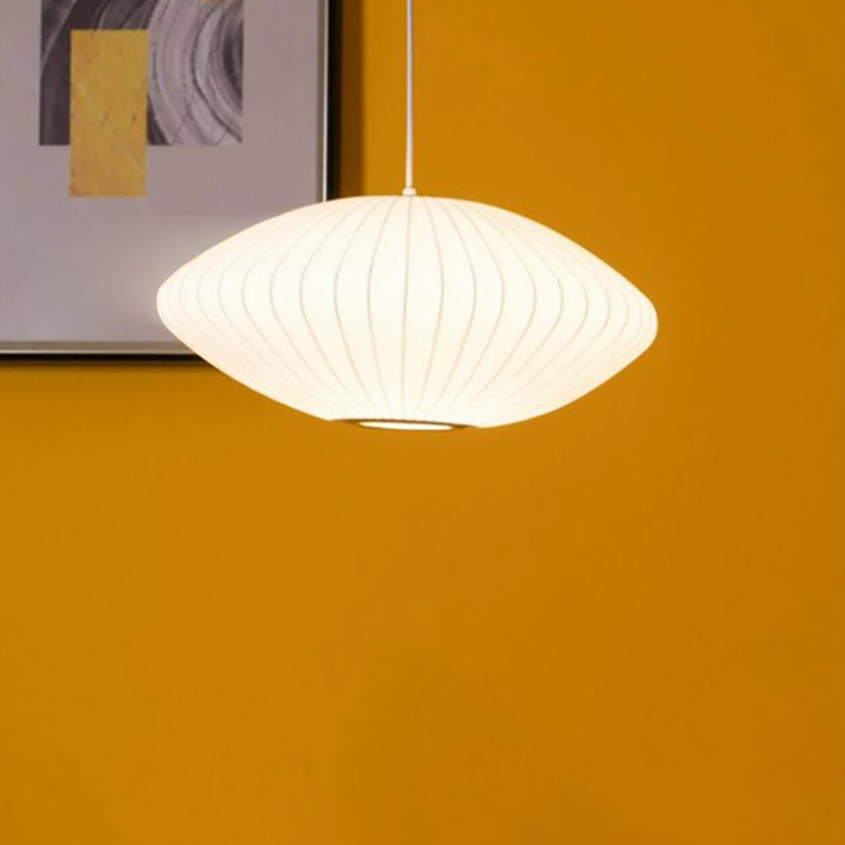Modern White Lanterns Silk Dining Room Pendant Light Image - 18