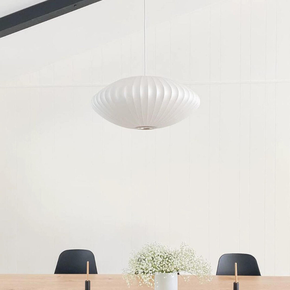 Modern White Lanterns Silk Dining Room Pendant Light Image - 19