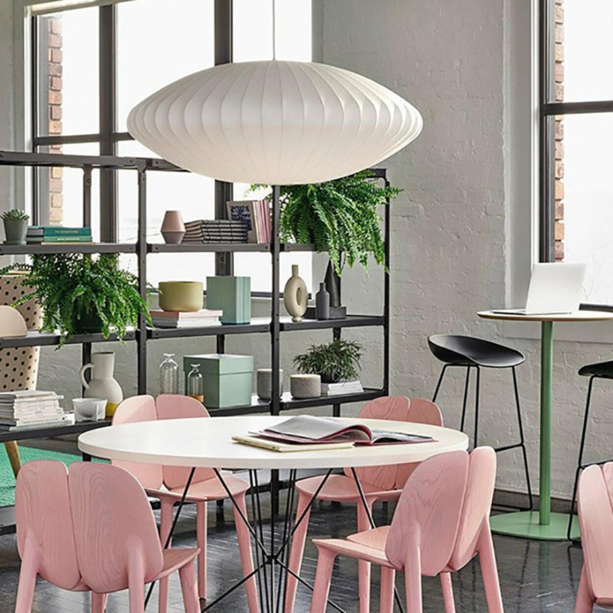 Modern White Lanterns Silk Dining Room Pendant Light Image - 20