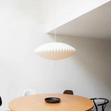 Modern White Lanterns Silk Dining Room Pendant Light Image - 21