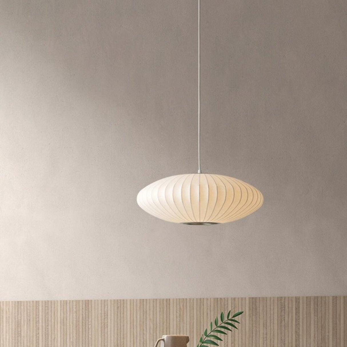 Modern White Lanterns Silk Dining Room Pendant Light Image - 4