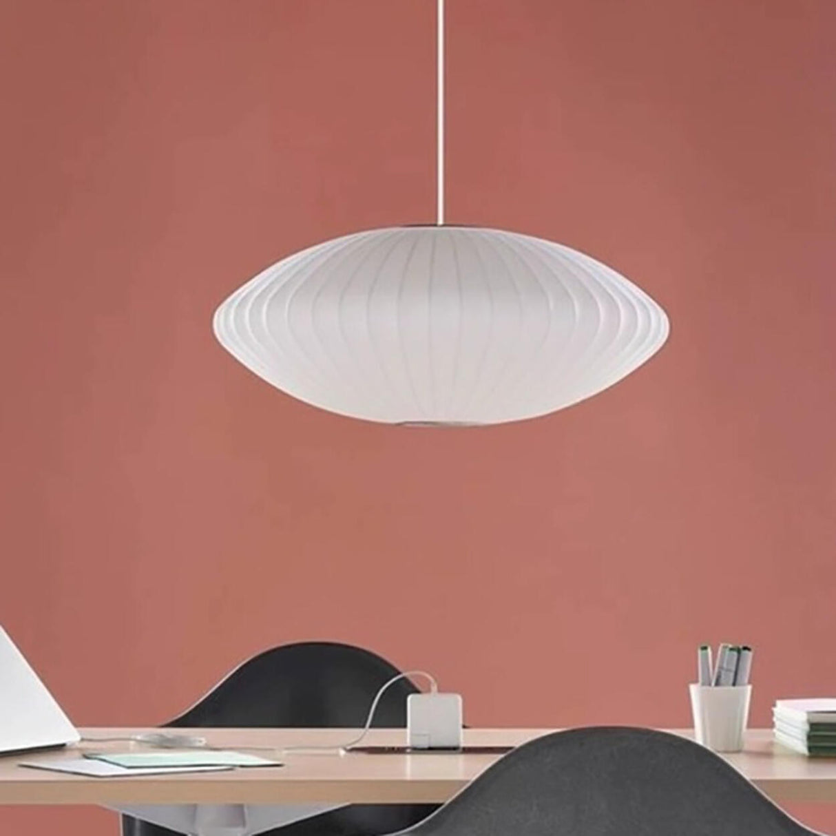 Modern White Lanterns Silk Dining Room Pendant Light Image - 8