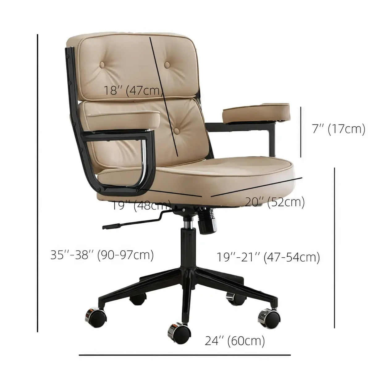 Modern White Leather Adjustable Swivel Ergonomic Office Chair 