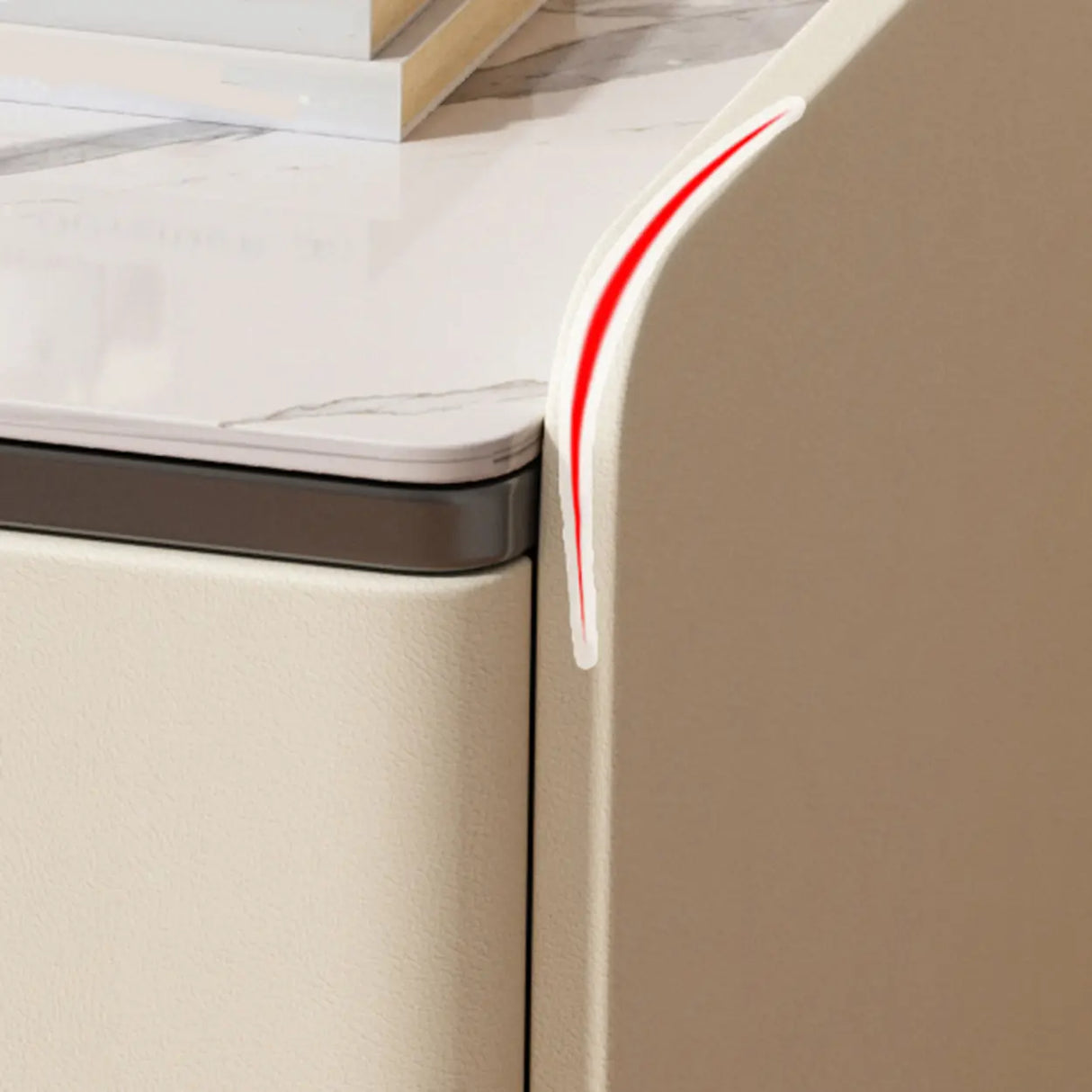 Modern White Marble Top Nightstand with Storage Drawer Image - 14