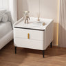 Modern White Marble Top Nightstand with Storage Drawer Image - 2