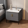 Modern White Marble Top Nightstand with Storage Drawer Image - 3