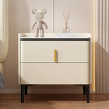 Modern White Marble Top Nightstand with Storage Drawer Image - 6