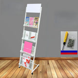 Modern White Mesh Slanted Ladder Display Bookshelf Image - 1