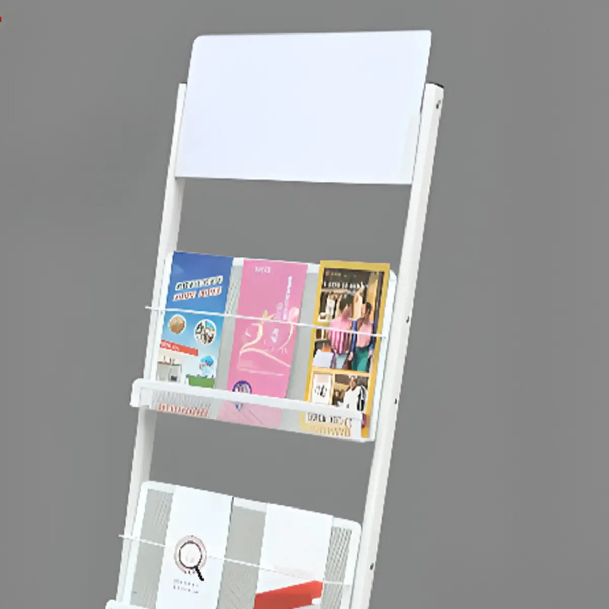Modern White Mesh Slanted Ladder Display Bookshelf Image - 3