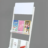 Modern White Mesh Slanted Ladder Display Bookshelf Image - 3