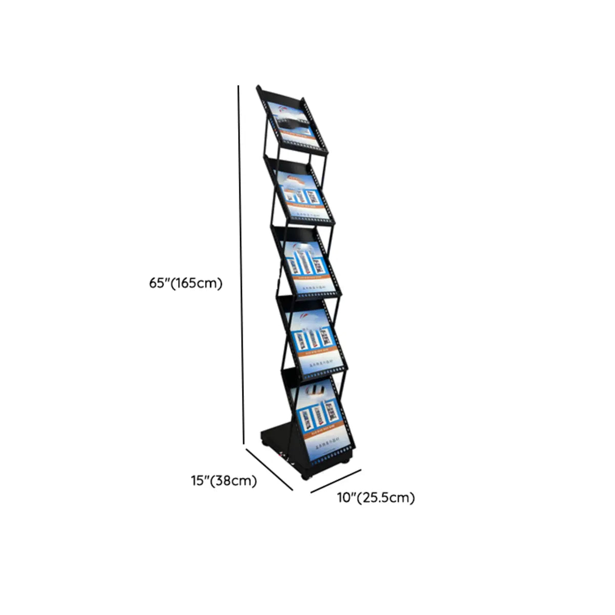 Modern White Mesh Slanted Ladder Display Bookshelf Image - 8