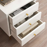 Modern White Nightstand with Gold Legs and Drawers Image - 10