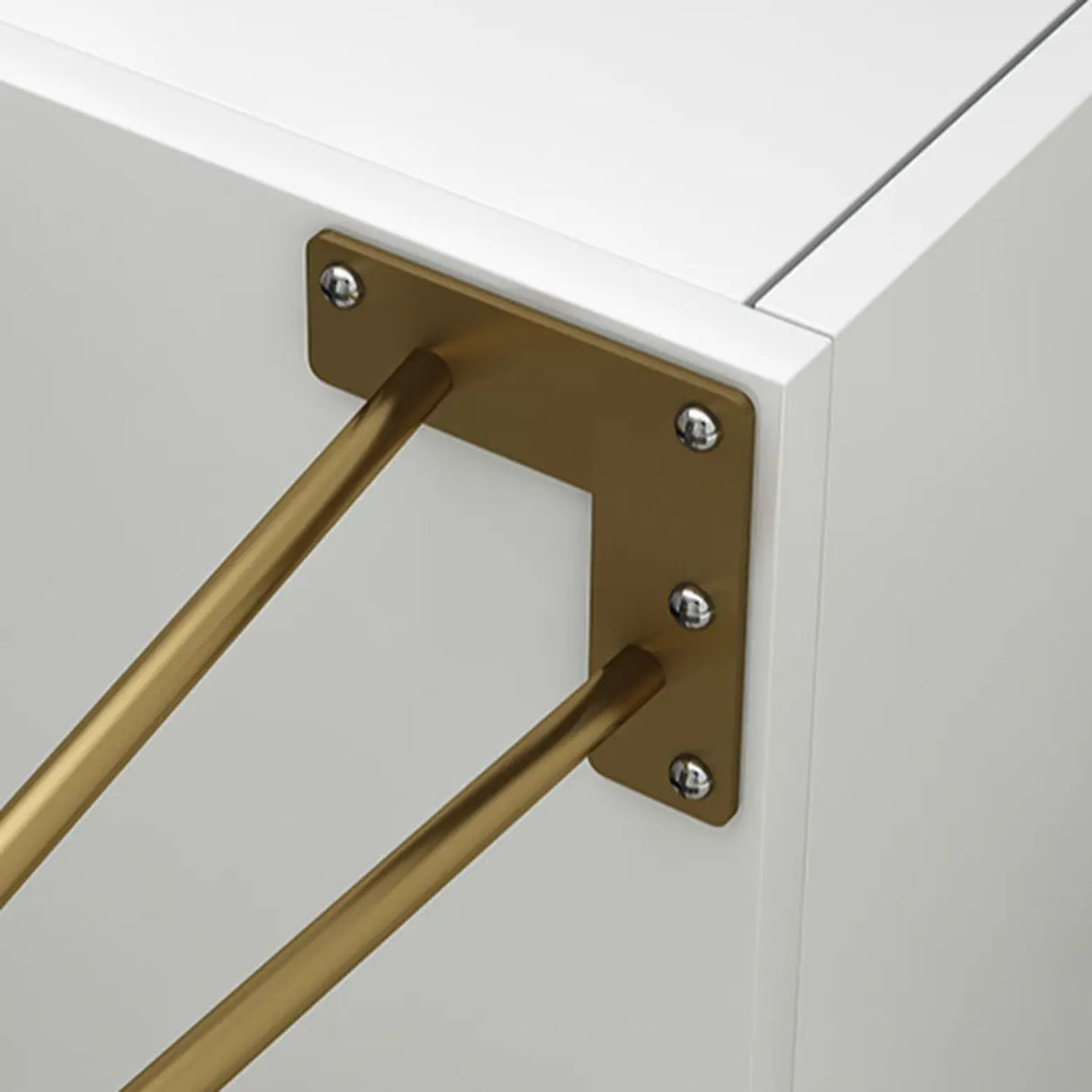 Modern White Nightstand with Gold Legs and Drawers Image - 12